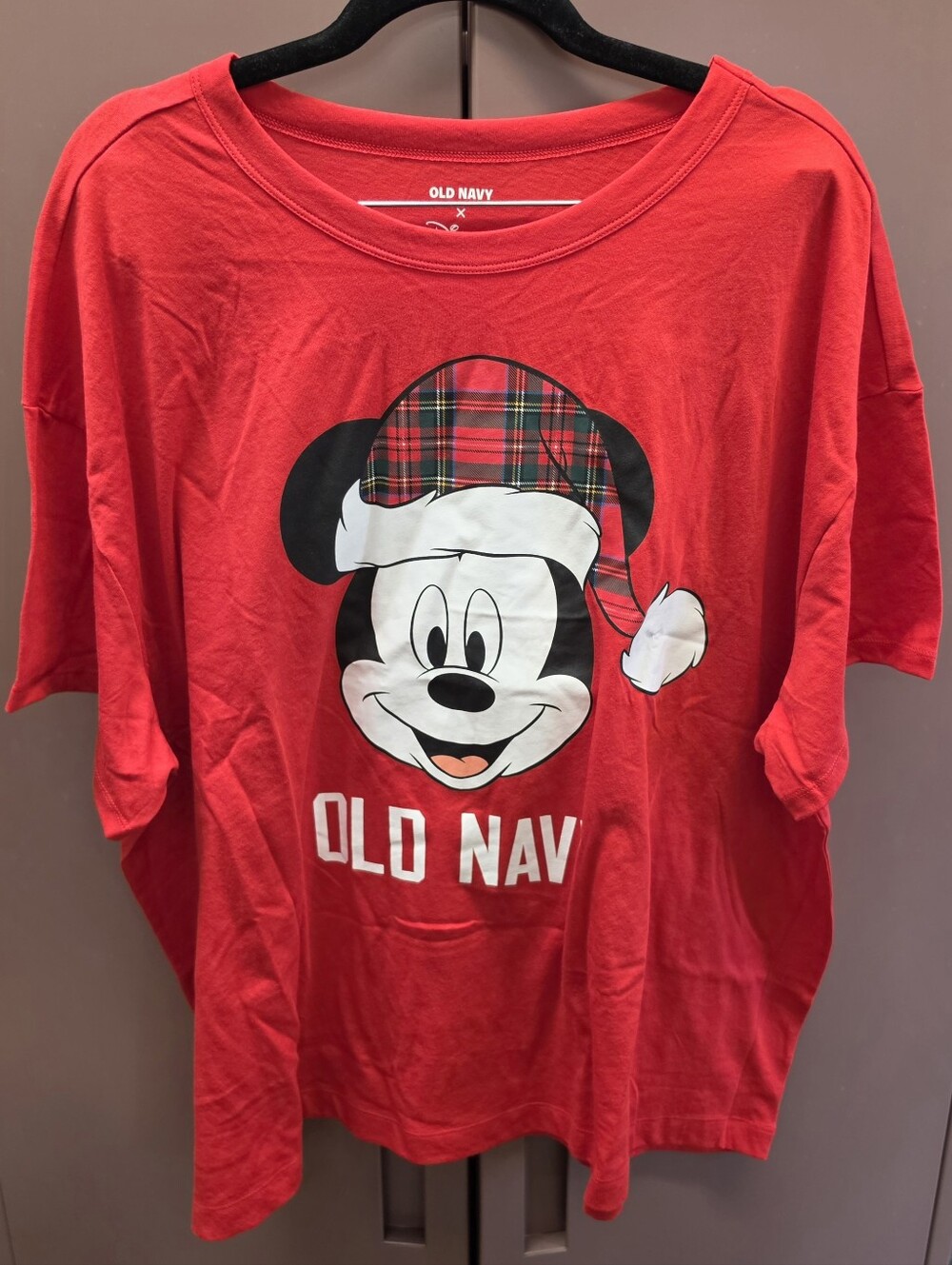 Old Navy Womens 2X Disney Red Plaid Flannel Pajama SET Mickey And Minnie NWT